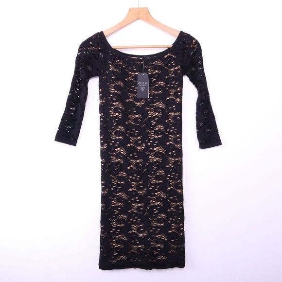 GUESS 3/4 Sleeve Textured Tubular Dress - Picture 1 of 6